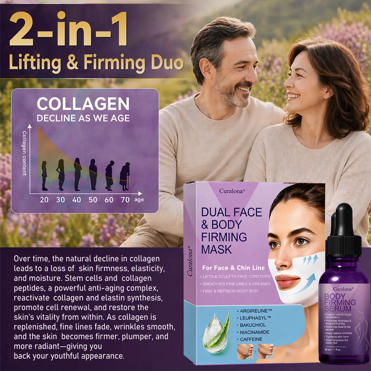 🔥 New Arrival |Curalona® 2-in-1 Bakuchiol Peptide Lifting Mask + Firming Body Serum – Firm & Tighten · Smooth Fine Lines · Enhance Elasticity · Support Metabolic Balance · Visible Results in 7 Days