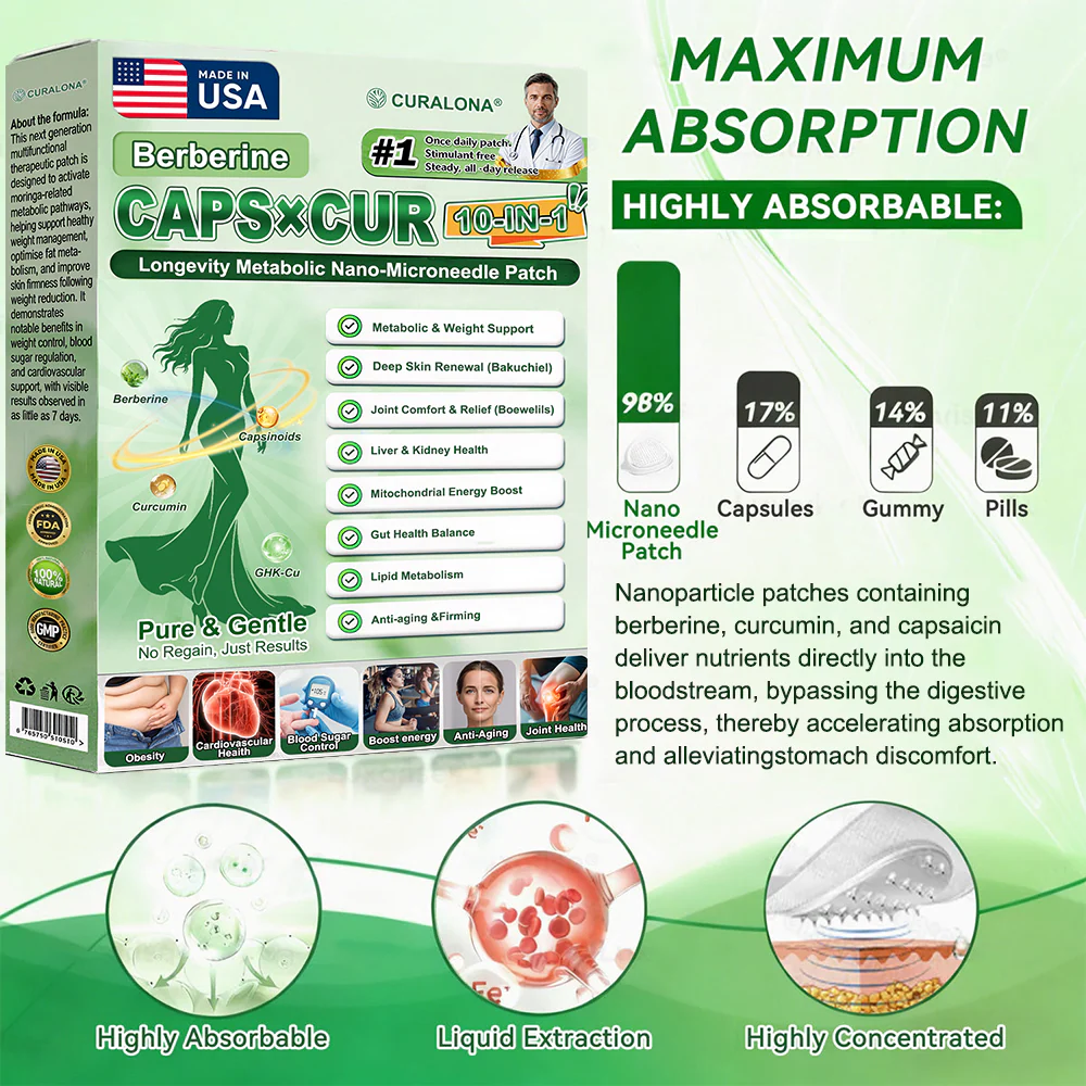 Curalona® Upgraded 10-in-1 Microneedle Patch – Berberine & NAD+ for Metabolic Support